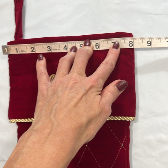 Matthew RED Velvet STOCKING GOLD stitch embroidery Christmas COTTON lined thick - Picture 6 of 10